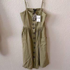 green forever 21 button dress